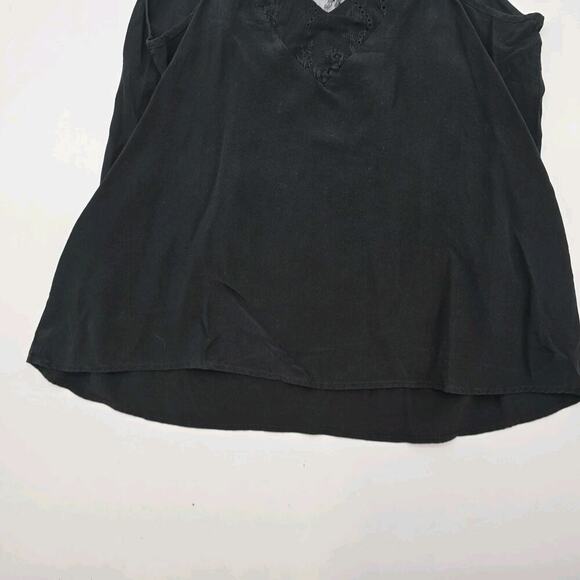 Anthropologie Top Womens Small Black Cami Tank Lace Adjustable Silk By Eloise - Picture 7 of 10